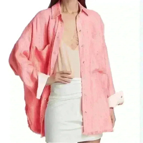 IRO FOUNDA OVERSIZED CORAL SHIRT SHACKET - Picture 2 of 10